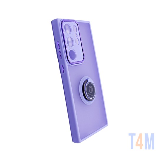 Capa com Anel de Suporte para Samsung Galaxy S23 Ultra Roxo Fumado